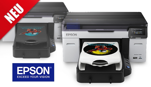 Textildrucksystem EPSON SureColor SC-F2200 (5C), Digital-Direktdrucker (DTG) für helle und dunkle Textilien