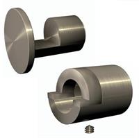 Holder for sign-mounting on wall, thickness of sign 4/6/8 mm, distance to wall 21/19/17 mm, Ø 20 mm, for undrilled signs, hexagonal screw on side, stainless steel