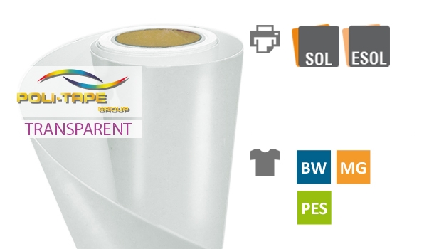 Poli-Tape POLI-FLEX® PRINTABLE 4655, 75 µ, transparent matt, D:0,5 x 1 m,  bedruckbare PU-Flexfolie für ECO-Solvent-, Solvent Tinten