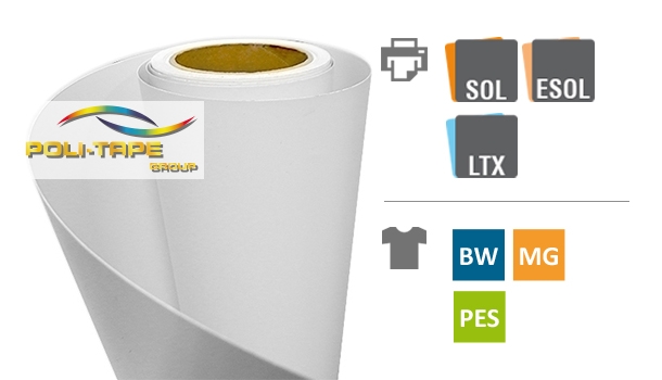 Poli-Tape ULTIMATE PRINT SOFT 4032, 80 µ, weiß matt, D: 0,5 x 1 m, selbstklebender PET-Linder 100µ, bedruckbare PU-Flexfolie für ECO-Solvent-, Solvent Tinten