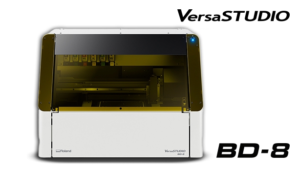 UV-LED flatbed printer Roland VersaUV BD-8, print range max. 210 mm x 148 mm