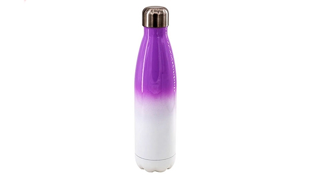 Edelstahl-Vakuumflasche in Bowlingform, 0,50 l, Farbverlauf lila, D: ca. 70 mm, H: ca. 275 mm