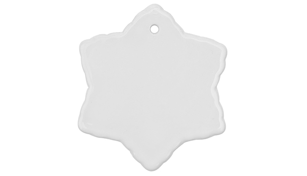 Keramikanhänger, Schneeflocke, weiß, D: ca. 5 cm